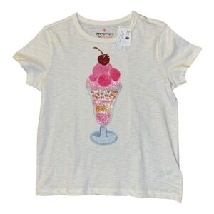 Crewcuts Girls XL (12-14) White‎ Sundae Ice Cream Graphic Short Sleeve T-Shirt
